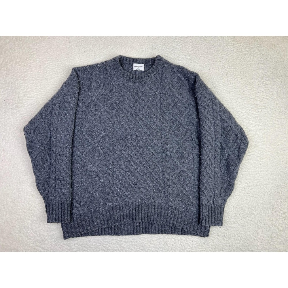 Sunday Best‎ Sweater Womens 2XS Gray Wool Cable Knit Crewneck Pullover Aritzia